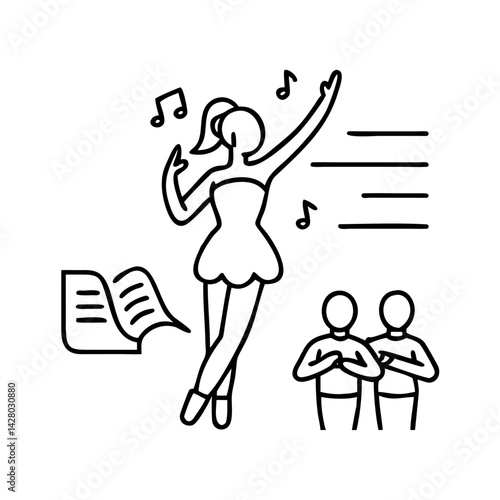 dance audition icon, dance audition line art - simple line art of dance audition, perfect for dance audition logos and icons