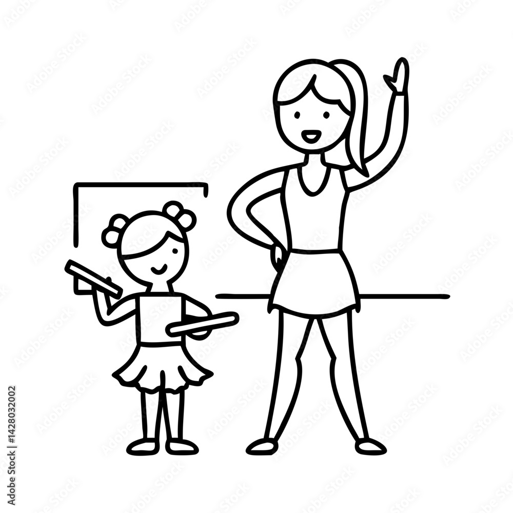 dance teacher icon, dance teacher line art - simple line art of dance teacher, perfect for dance teacher logos and icons dance teacher icon, dance teacher line art - simple line art of dance teacher, perfect for dance teacher logos and icons
