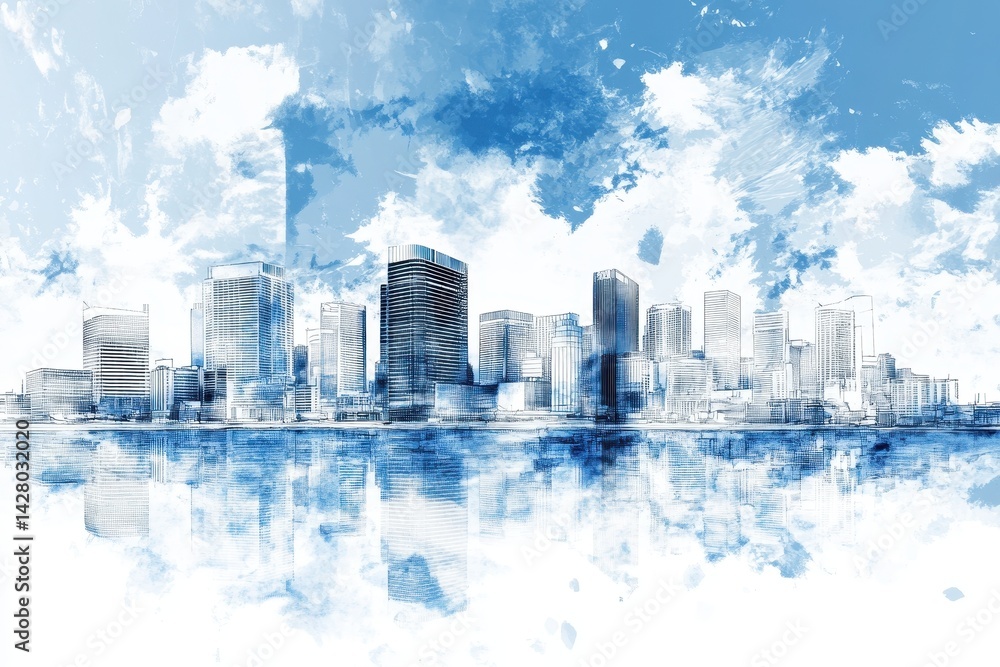 Naklejka premium Abstract cityscape with a painted effect.