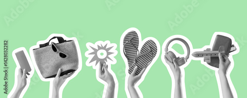 Female hands with beach acc...