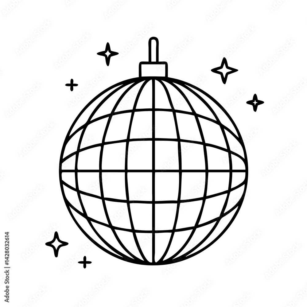 disco ball icon, disco ball line art - simple line art of disco ball, perfect for disco ball logos and icons disco ball icon, disco ball line art - simple line art of disco ball, perfect for disco ball logos and icons