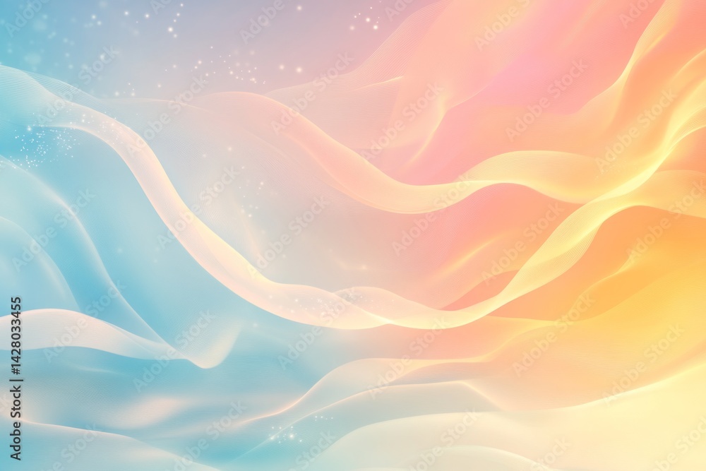 Fototapeta premium Delicate, flowing, pastel waves of light. Soft, ethereal, and dreamy abstract background