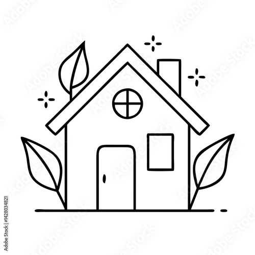 eco friendly house icon, eco friendly house line art - simple line art of eco friendly house, perfect for eco friendly house logos and icons