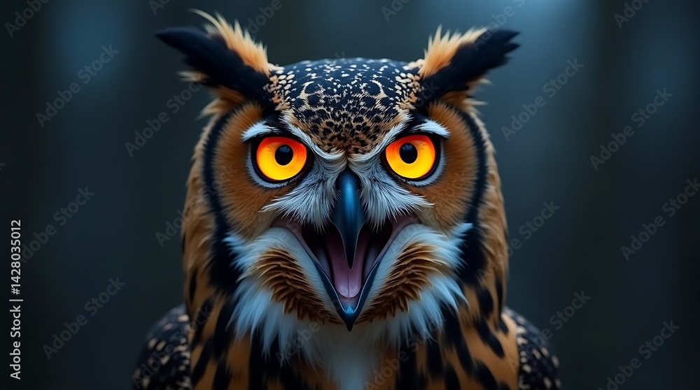 Fototapeta premium Owl closeup dramatic eyes nature photography