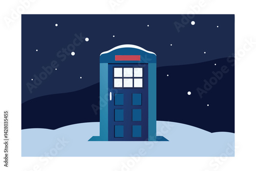 a phone booth ringing in a snowy wasteland