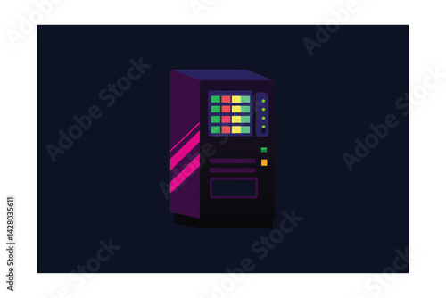a vending machine glowing in an otherwise black void
