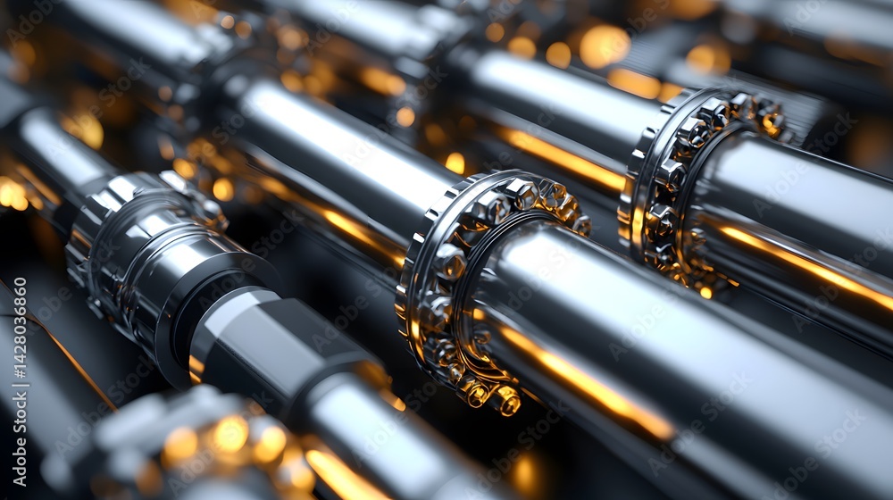 Naklejka premium Intricate pipeline network closeup industrial setting high-resolution image