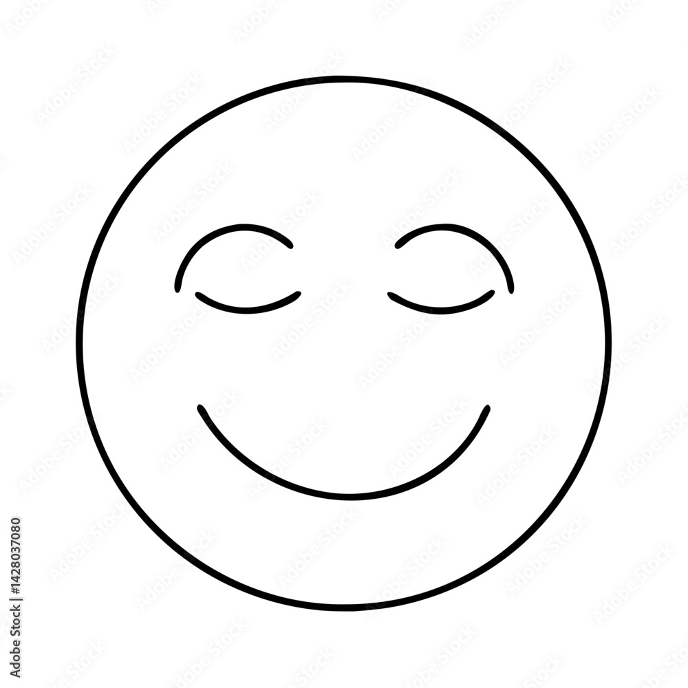 Fototapeta premium face with a peaceful smile icon, face with a peaceful smile line art - simple line art of face with a peaceful smile, perfect for face with a peaceful smile logos and icons