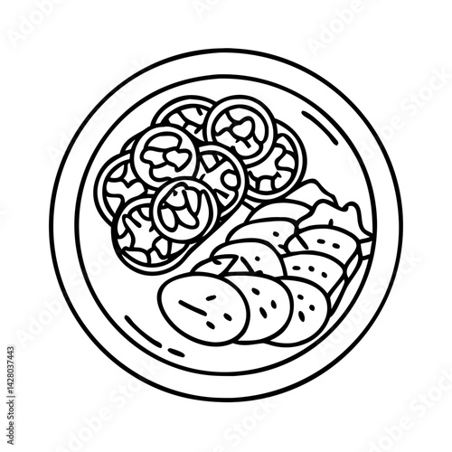fajitas platter icon, fajitas platter line art - simple line art of fajitas platter, perfect for fajitas platter logos and icons