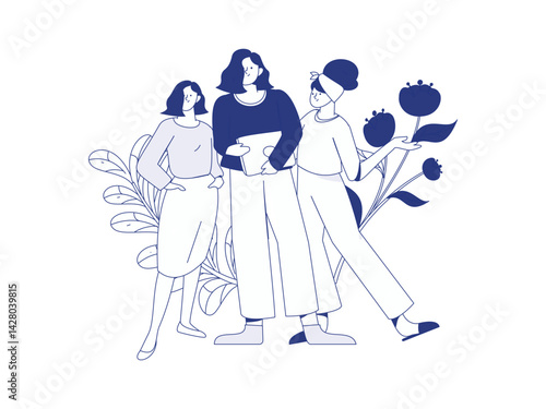 3.12 International Women's Day professional women flat character vector concept operation hand drawn illustration
