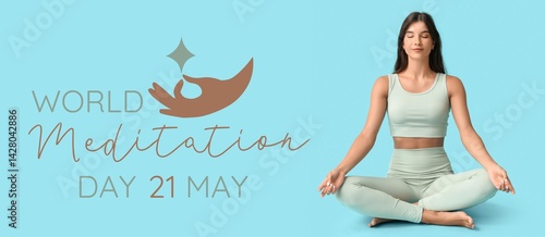 Sporty young woman meditati...