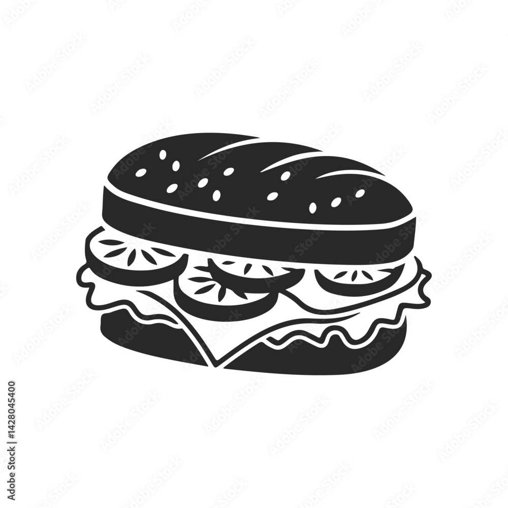 Illustration of Sandwich isolated on white background. Emblem with sandwich. Vector illustration Illustration of Sandwich isolated on white background. Emblem with sandwich. Vector illustration