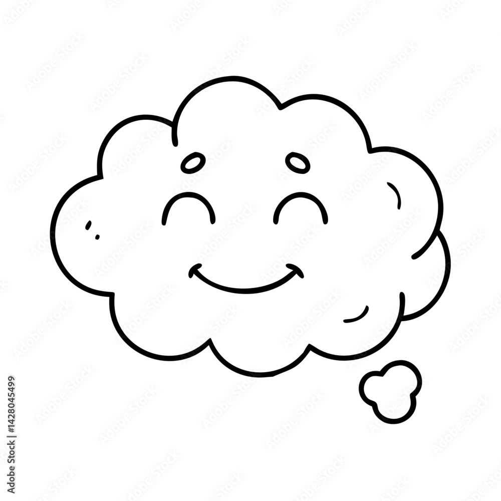 happy thought cloud icon, happy thought cloud line art - simple line art of happy thought cloud, perfect for happy thought cloud logos and icons happy thought cloud icon, happy thought cloud line art - simple line art of happy thought cloud, perfect for happy thought cloud logos and icons