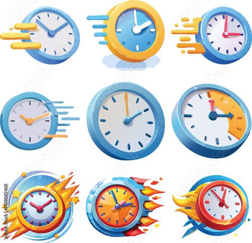Fast time clock ui icon sign or symbol 3d renderin
