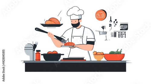 AI home chef assistant preparing meals via recipe projections
