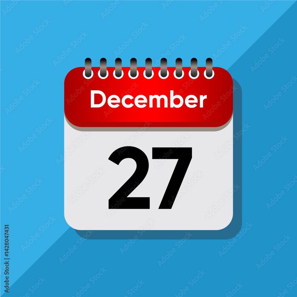 Flat December Calendar Concept – Time and Date UI Element Flat December Calendar Concept – Time and Date UI Element