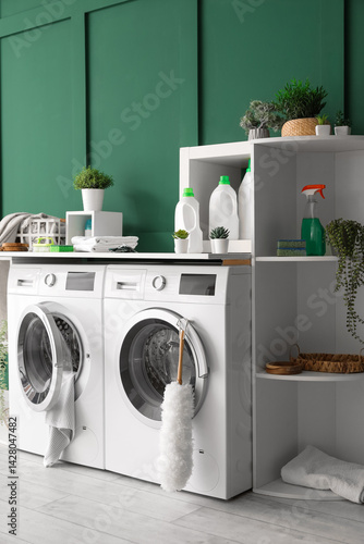 Modern laundry room interio...