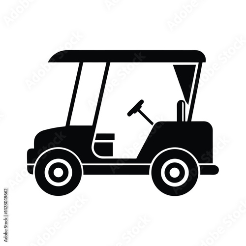 Flat Vector Icon of a Golf Cart on White