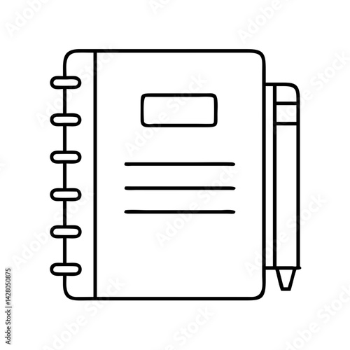 journaling notebook icon, journaling notebook line art - simple line art of journaling notebook, perfect for journaling notebook logos and icons
