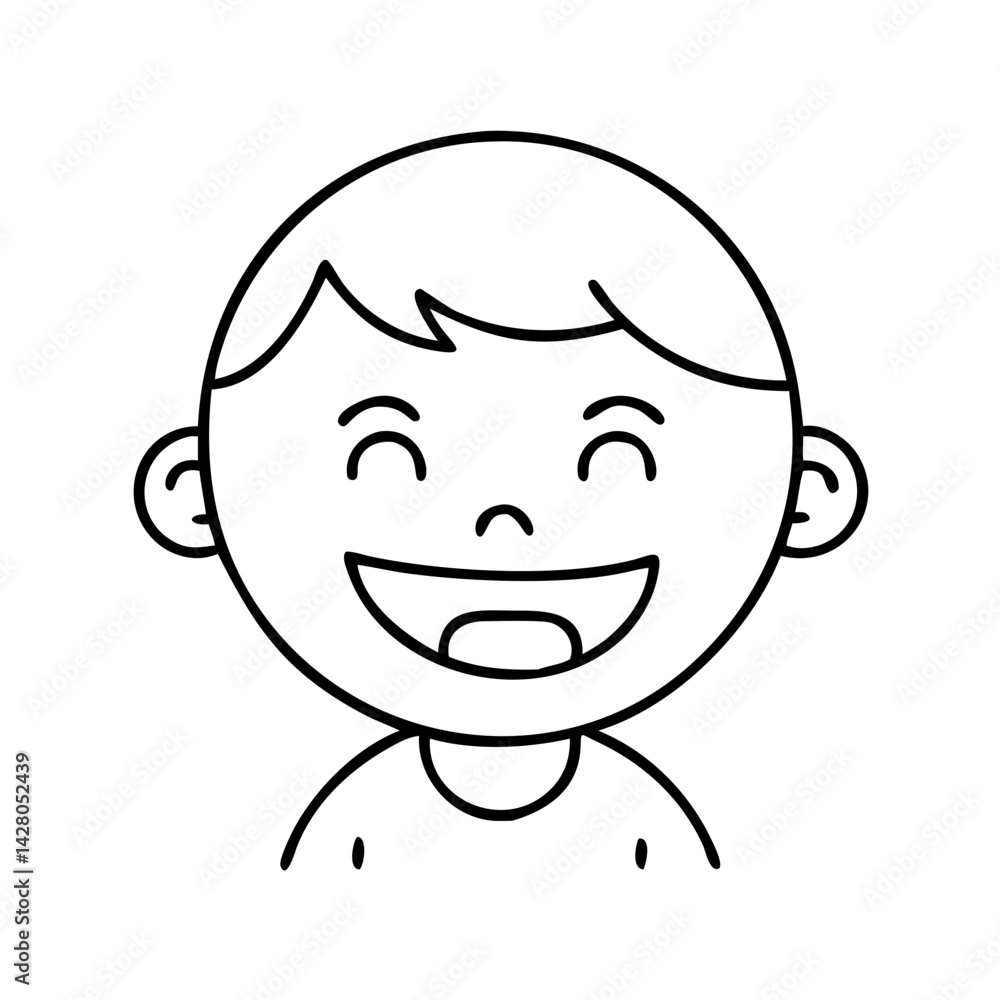kid with big smile icon, kid with big smile line art - simple line art of kid with big smile, perfect for kid with big smile logos and icons kid with big smile icon, kid with big smile line art - simple line art of kid with big smile, perfect for kid with big smile logos and icons
