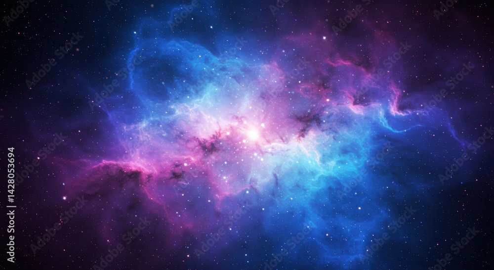 Naklejka premium Spectacular view of a nebula in vibrant colors filling the cosmos.