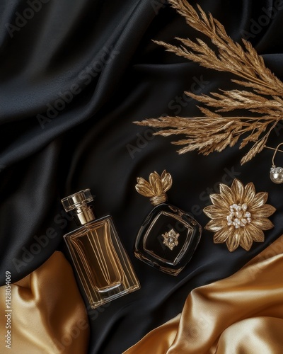 Luxury Gold and Black Perfume Still Life Photography