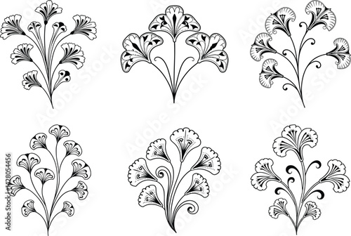 Elegant black and white floral vector design elements for invitations and decorations