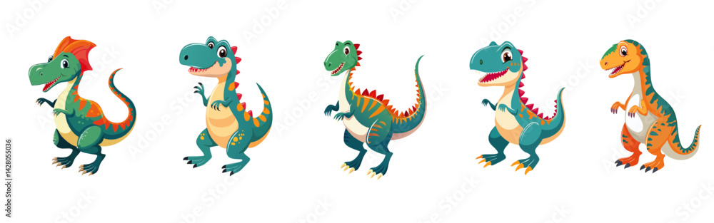 Naklejka premium set of colorful vector cartoon dragon graphic design