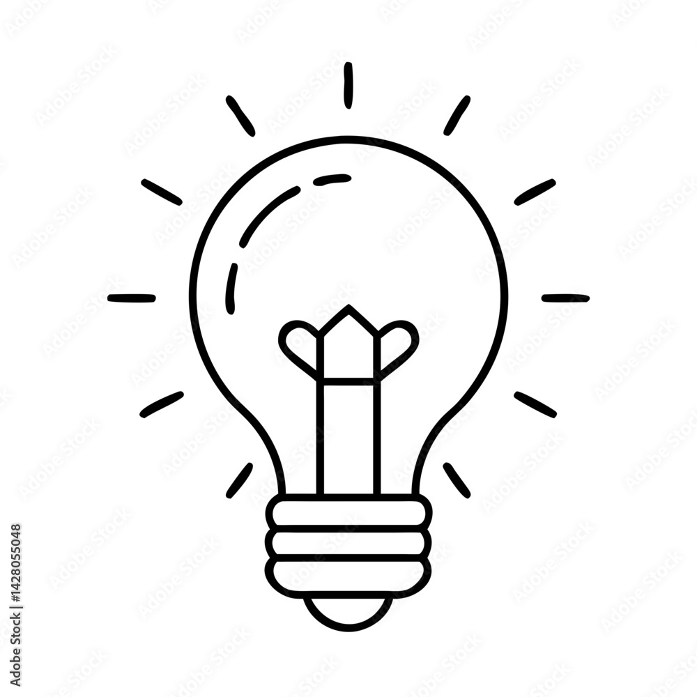 light bulb icon, light bulb line art - simple line art of light bulb, perfect for light bulb logos and icons light bulb icon, light bulb line art - simple line art of light bulb, perfect for light bulb logos and icons