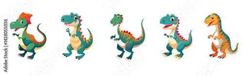 set of colorful vector cartoon dragon graphic design
