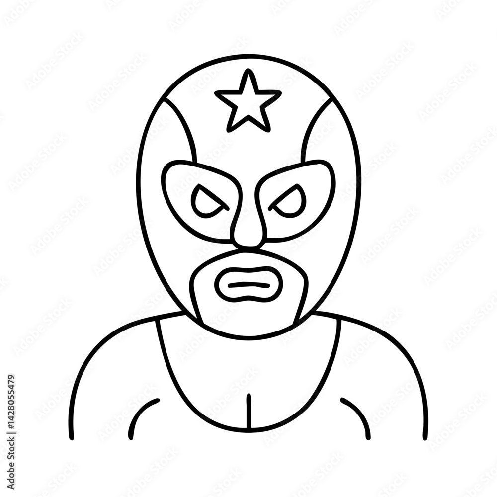 Obraz premium lucha libre wrestler icon, lucha libre wrestler line art - simple line art of lucha libre wrestler, perfect for lucha libre wrestler logos and icons