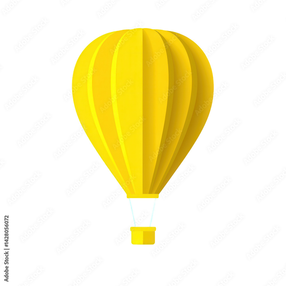 Fototapeta premium A vibrant yellow hot air balloon floating against a clear blue sky, symbolizing adventure and freedom. Perfect for travel and exploration themes.