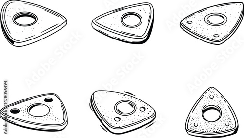 Planchette vector illustration set for spirit board and ouija designs