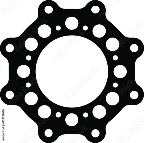 Gasket Shape in Black | Mechanical Seal Silhouette Vector