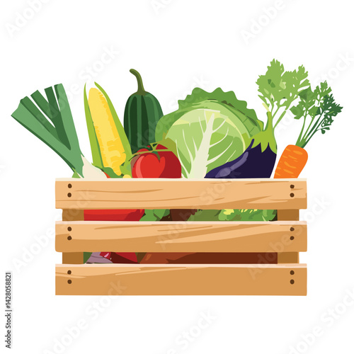Healthy Vegetables in Wooden Crate for Sale
