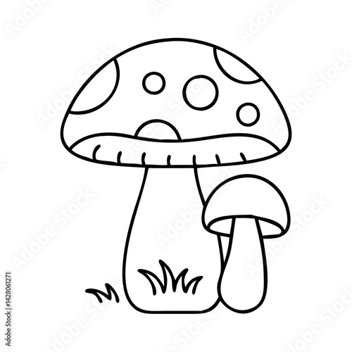 mushroom icon, mushroom line art - simple line art of mushroom, perfect for mushroom logos and icons