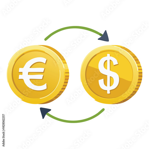 Financial Business Icon for Euro to Dollar Money Exchange
