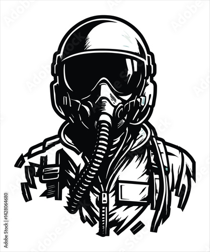  Intrepid Pilot in a Retro Style Illustration