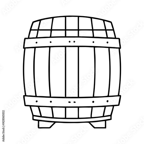 oak wine barrel icon, oak wine barrel line art - simple line art of oak wine barrel, perfect for oak wine barrel logos and icons