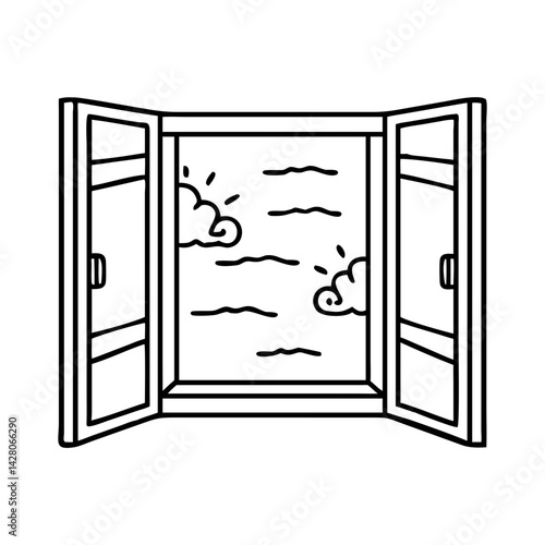 open window for fresh air icon, open window for fresh air line art - simple line art of open window for fresh air, perfect for open window for fresh air logos and icons
