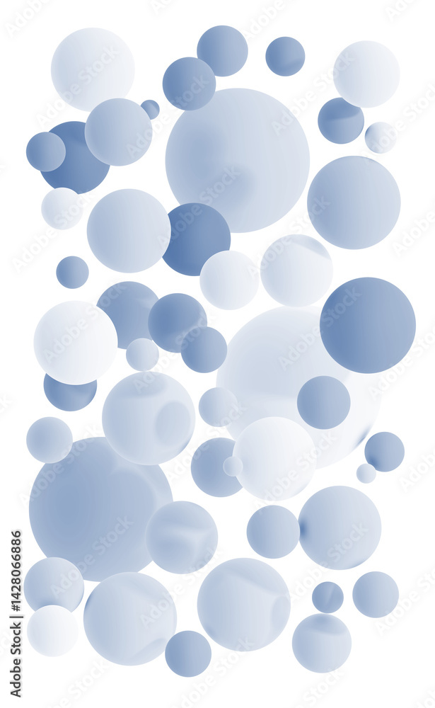 Monochromatic 3D Blue Circles on White Background Monochromatic 3D Blue Circles on White Background