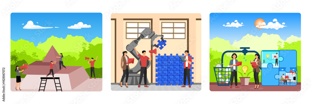 Obraz premium Business team concept. Team Collaboration in Technology Development. Finding new solutions.