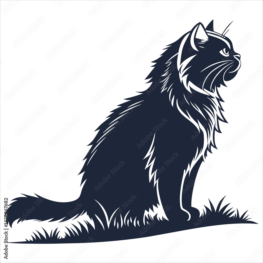 Obraz premium silhouette Persian cat on white background