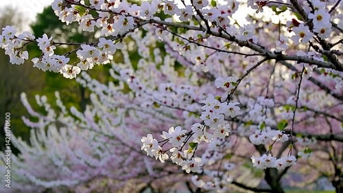 Wallpaper Mural Falling Cherry Blossom Petals Flowing Gently in Springtime Breeze Slow Motion Torontodigital.ca