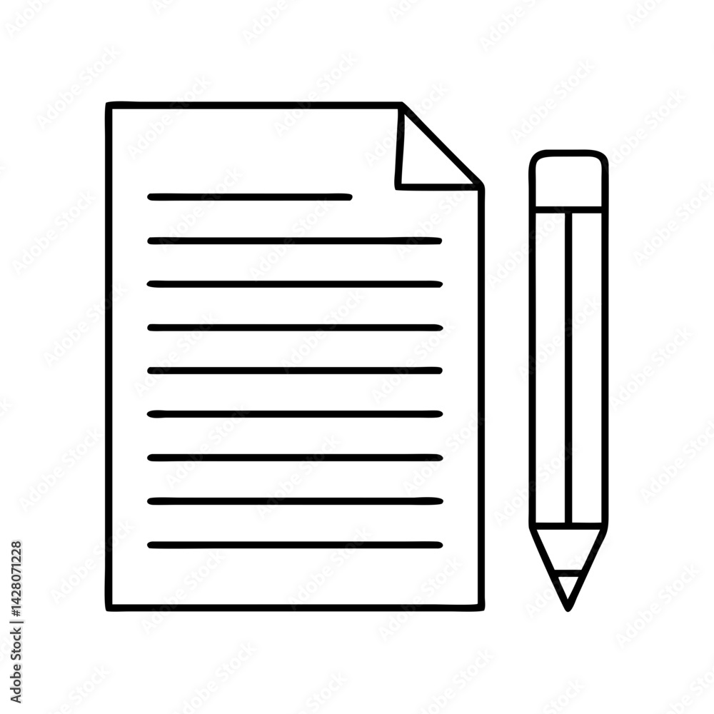 pencil and paper icon, pencil and paper line art - simple line art of pencil and paper, perfect for pencil and paper logos and icons pencil and paper icon, pencil and paper line art - simple line art of pencil and paper, perfect for pencil and paper logos and icons