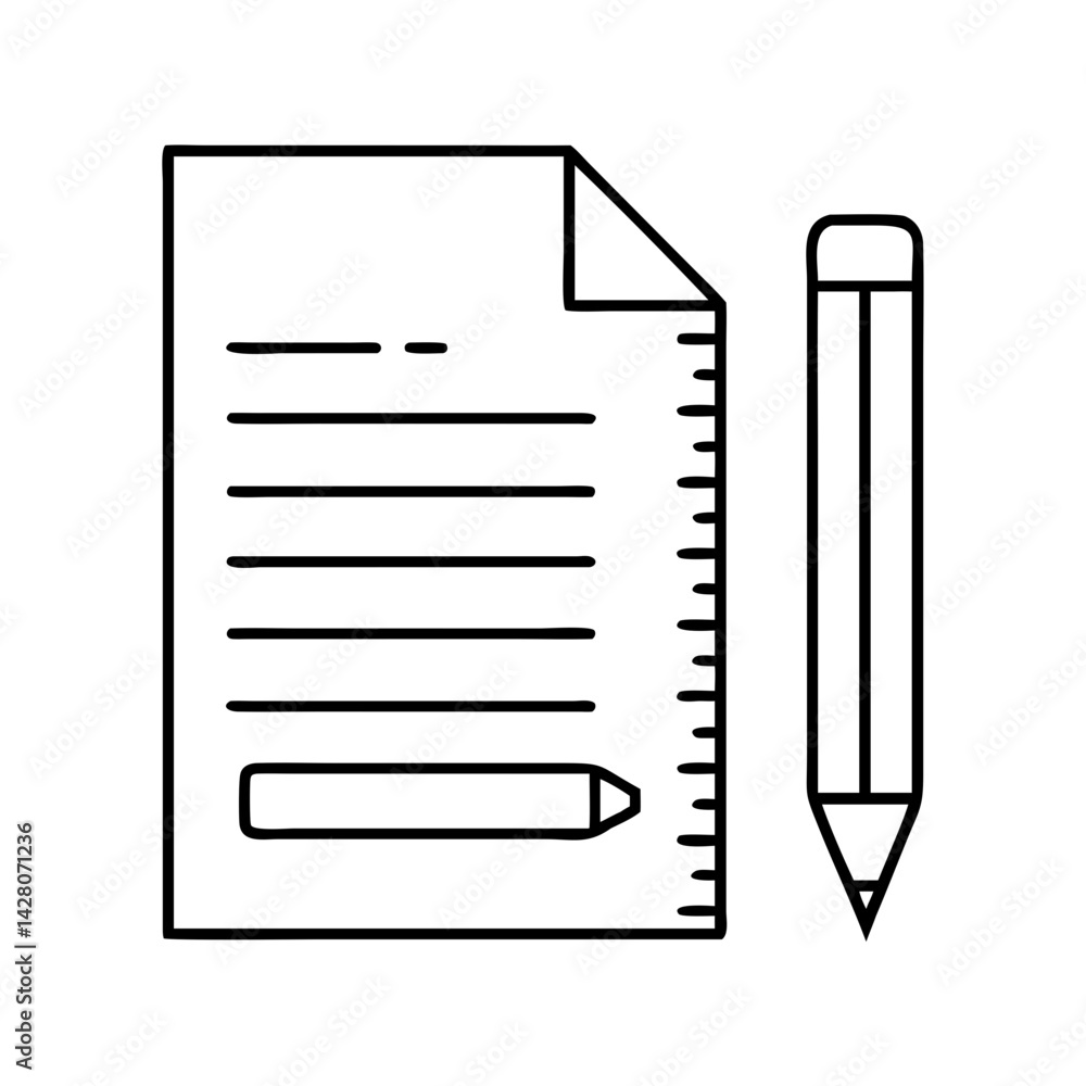 pencil and paper icon, pencil and paper line art - simple line art of pencil and paper, perfect for pencil and paper logos and icons pencil and paper icon, pencil and paper line art - simple line art of pencil and paper, perfect for pencil and paper logos and icons