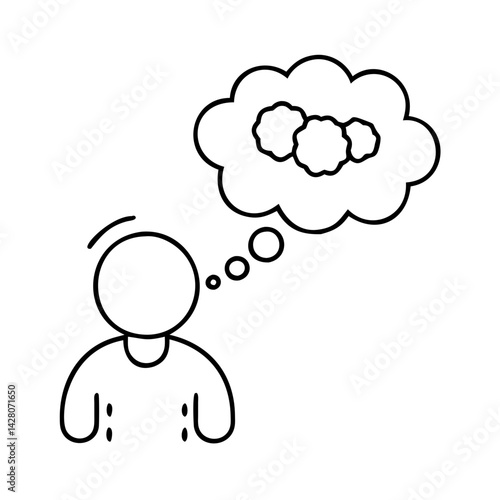 person with thought bubble icon, person with thought bubble line art - simple line art of person with thought bubble, perfect for person with thought bubble logos and icons