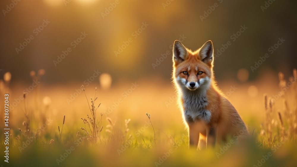 Fototapeta premium Fox Portrait In Golden Hour Meadow