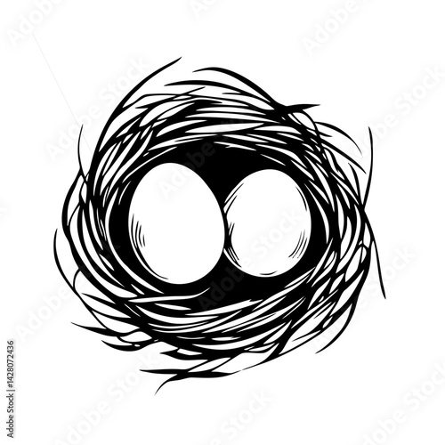 Bird Nest Illustration - Natu...