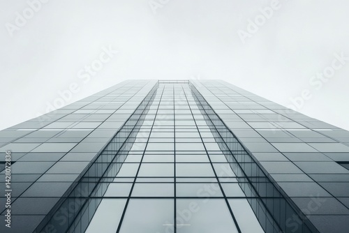 Modern Glass Skyscraper Reaching Cloudy Sky